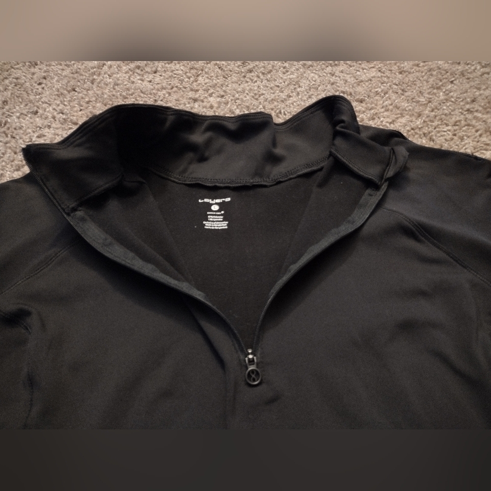 Layer 8 Black Quarter-Zip Sweatshirt Large - Picture 5 of 11